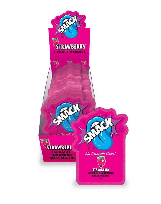 SMACK Warming & Lickable Massage Oil, Strawberry 3ML Pouch Display of 36 🍓