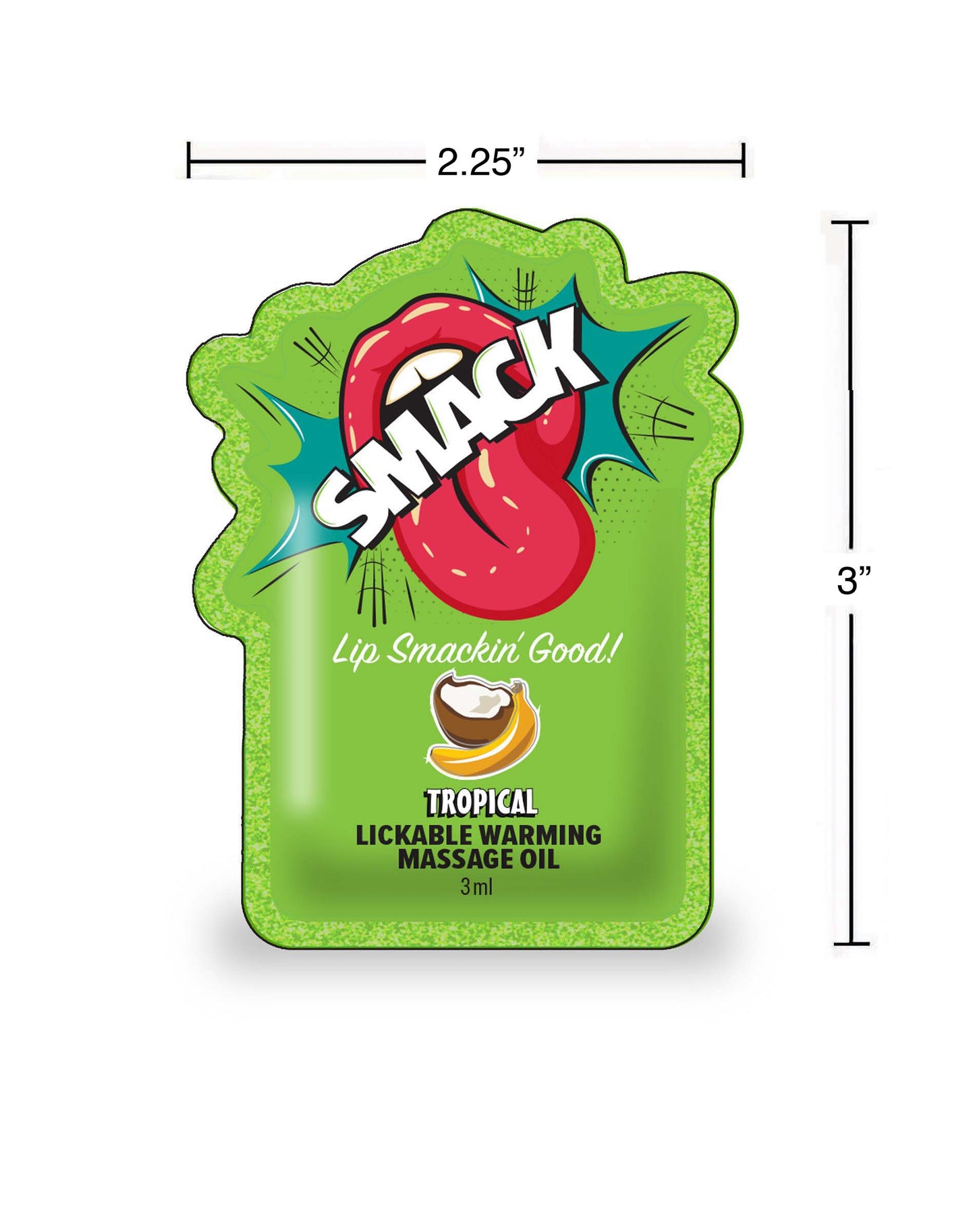 SMACK Warming & Lickable Massage Oil, Tropical 3ML Pouch Display of 36 🏝️