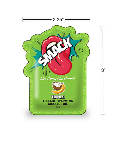 SMACK Warming & Lickable Massage Oil, Tropical 3ML Pouch Display of 36 🏝️