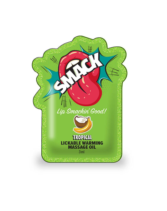SMACK Warming & Lickable Massage Oil, Tropical 3ML Pouch Case of 48 🏝️