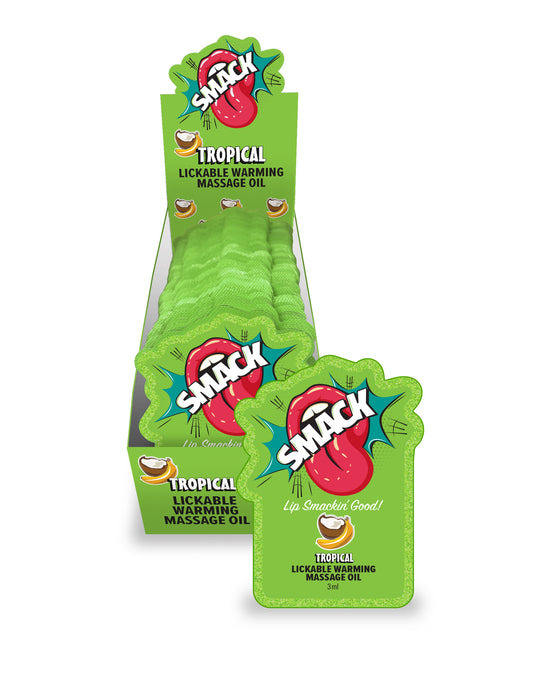 SMACK Warming & Lickable Massage Oil, Tropical 3ML Pouch Display of 36 🏝️