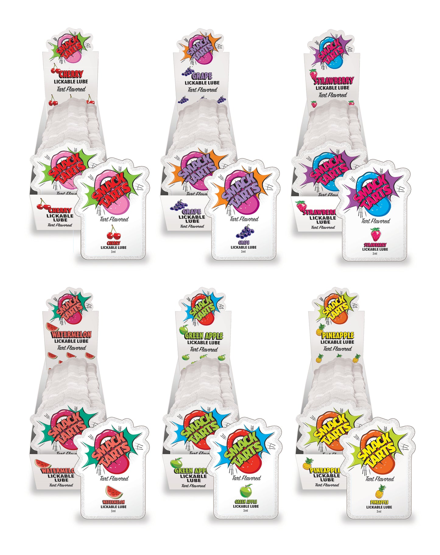 SMACK Tarts Sour Strawberry Lube 3ML Pouch Display of 36 🍓