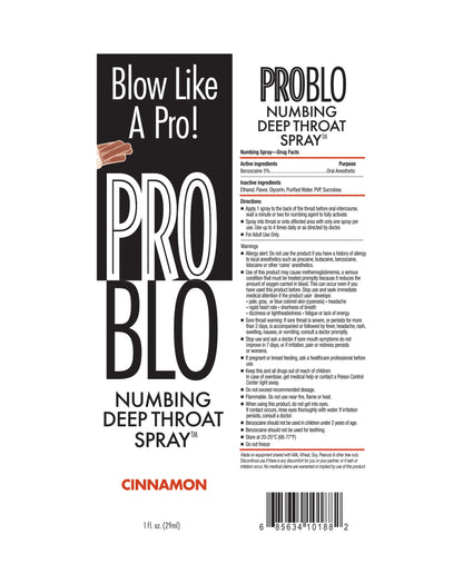 ProBlo Deep Throat Numbing Spray- Cinnamon, 1 oz