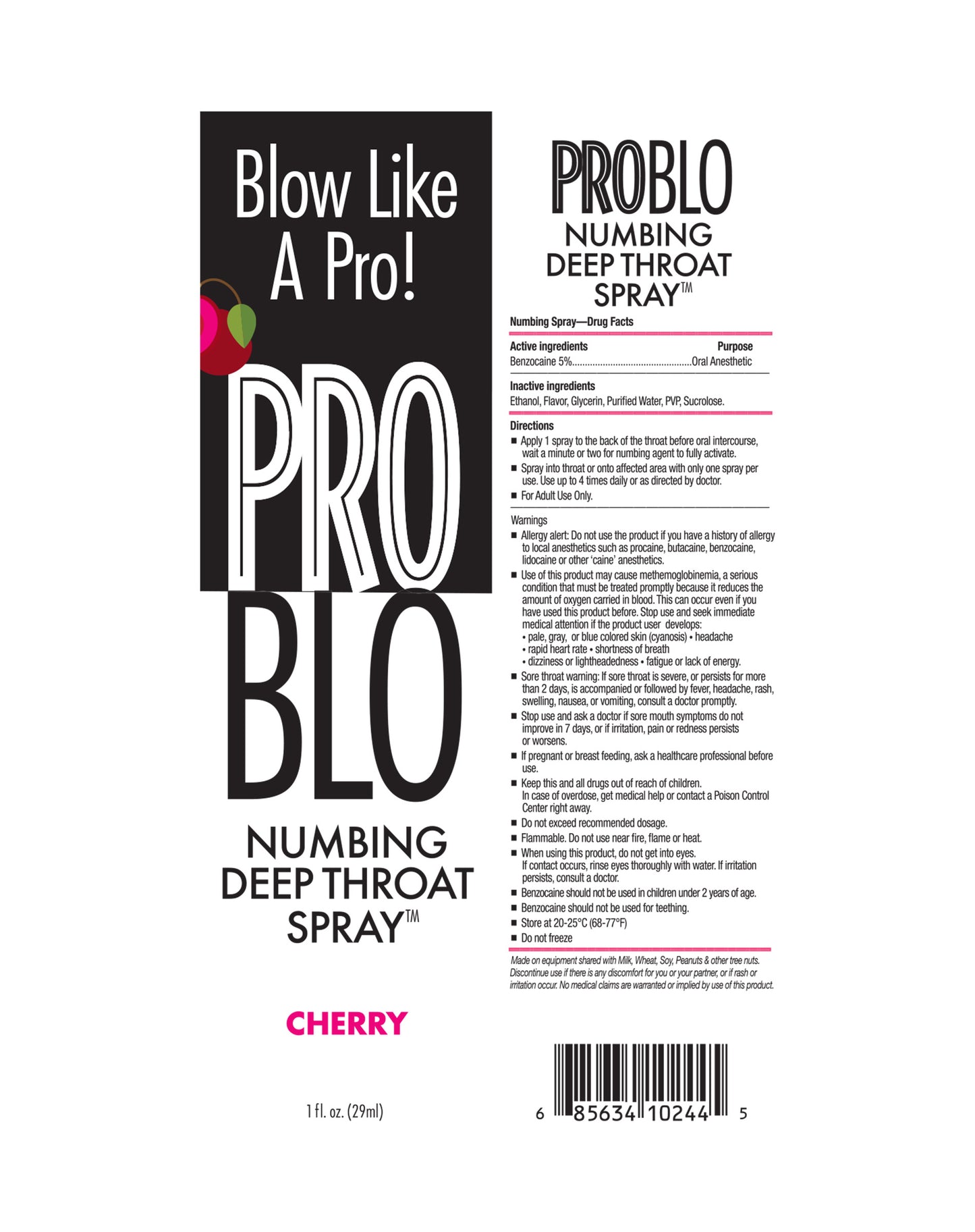 ProBlo Deep Throat Numbing Spray- Cherry, 1 oz 🍒