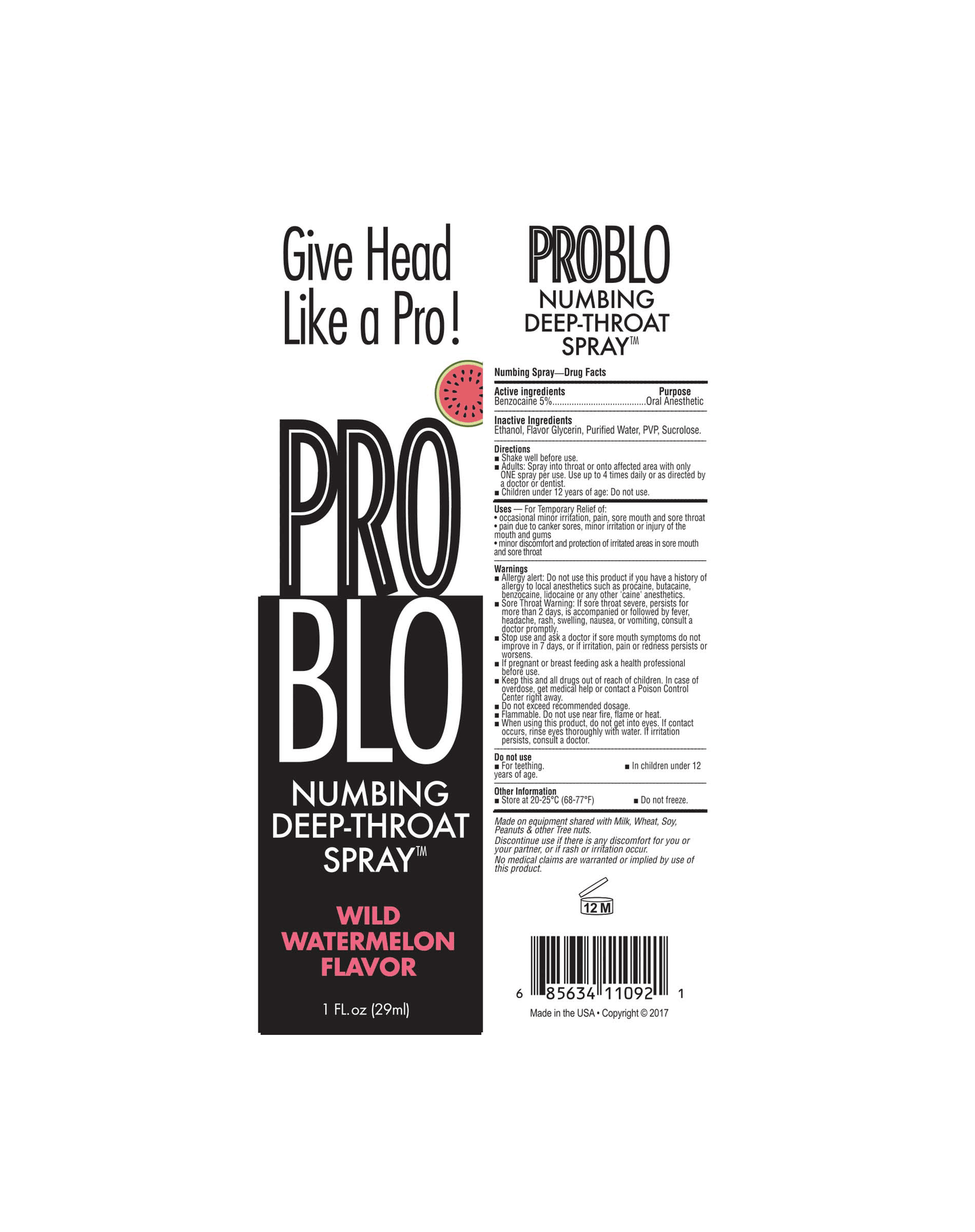 Pro Blo Throat Numbing Spray- Watermelon
