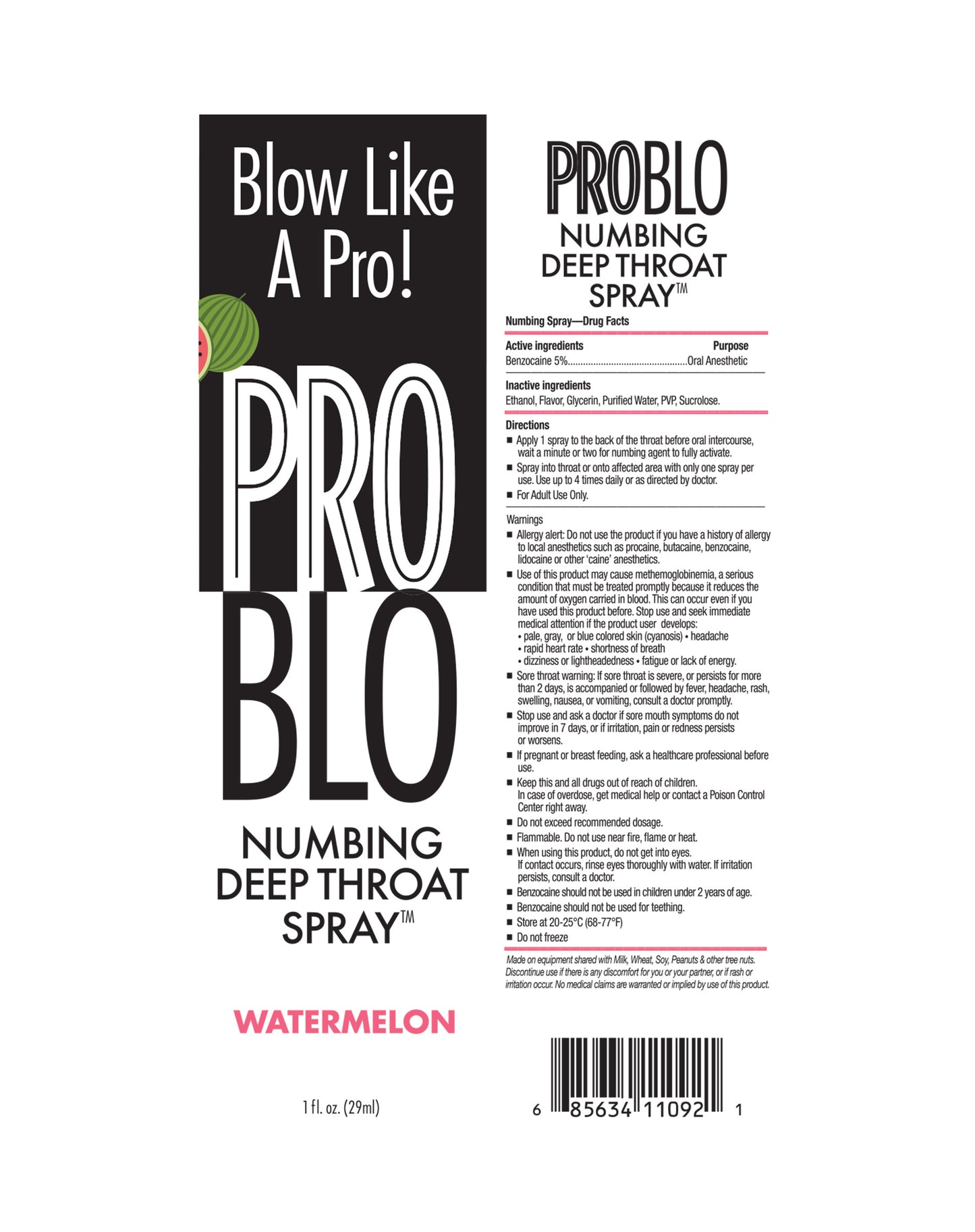 ProBlo Deep Throat Numbing Spray- Watermelon, 1 oz 🍉