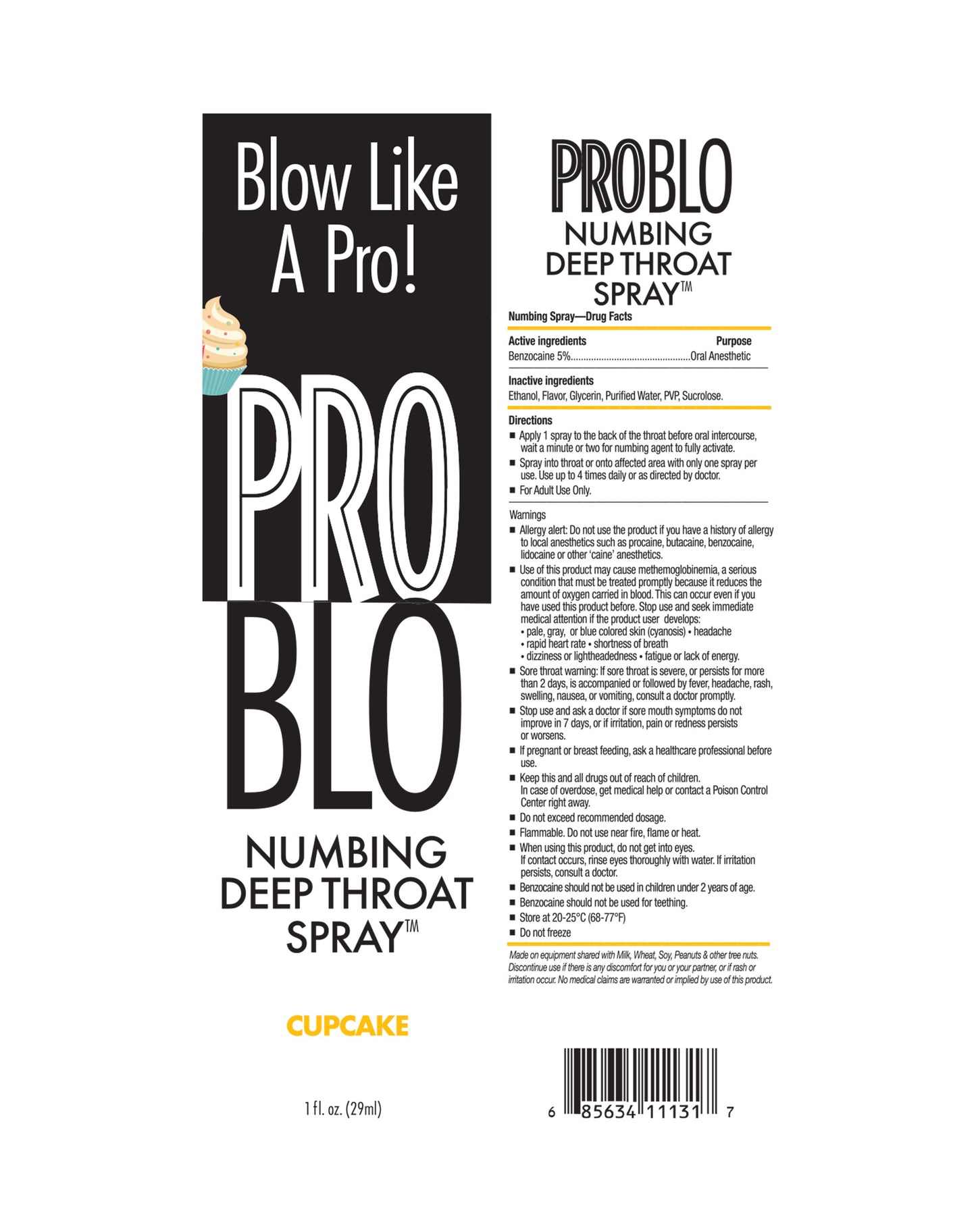ProBlo Deep Throat Numbing Spray- Cupcake, 1 oz 🧁