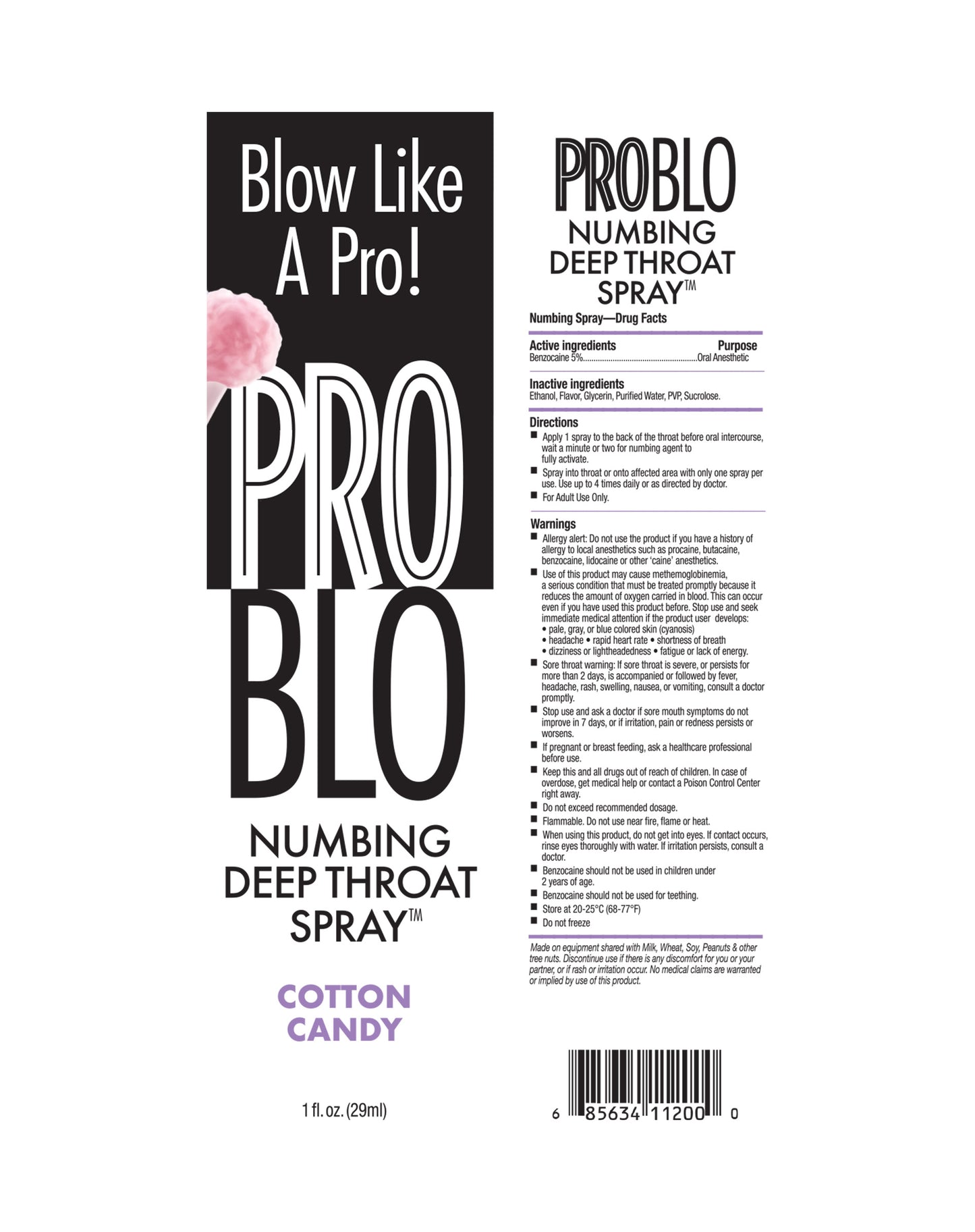 ProBlo Deep Throat Numbing Spray- Cotton Candy, 1 oz