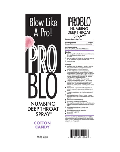ProBlo Deep Throat Numbing Spray- Cotton Candy, 1 oz