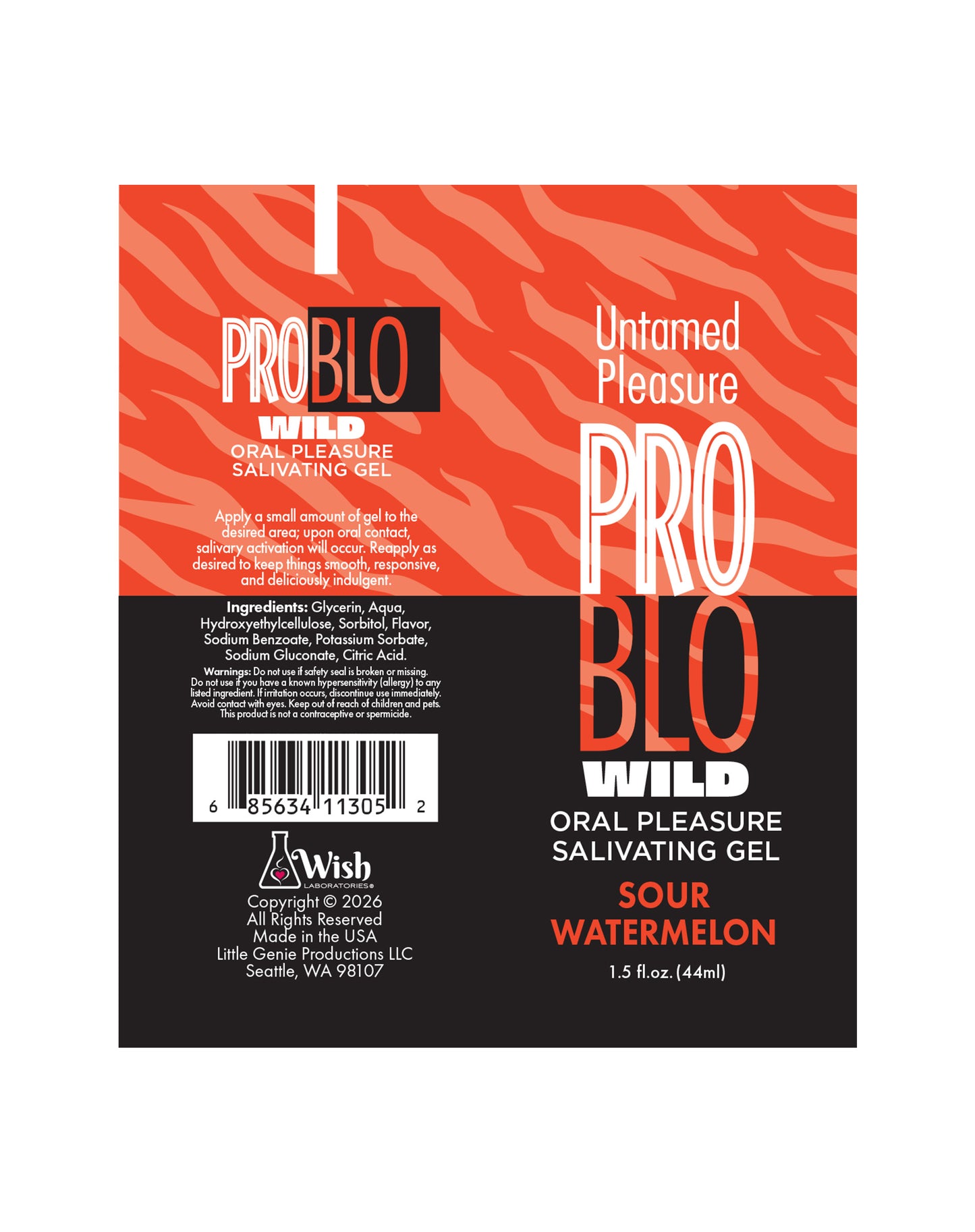 ProBlo Wild Oral Pleasure Salivating Gel, Sour Watermelon 1.5 oz