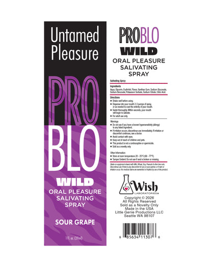 ProBlo Wild Oral Pleasure Salivating Spray-  Sour Grape, 1oz