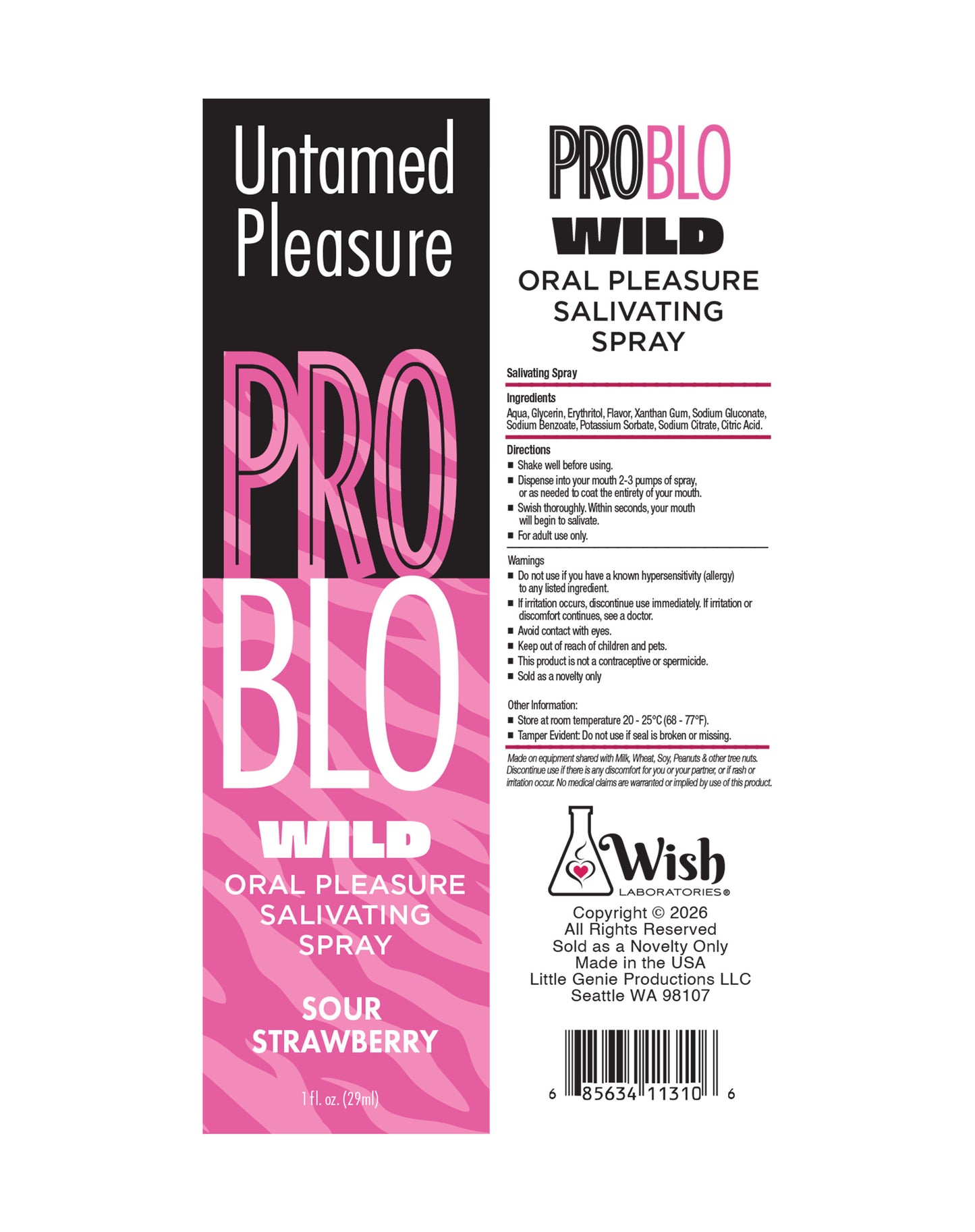 ProBlo Wild Oral Pleasure Salivating Spray- Sour Strawberry, 1oz