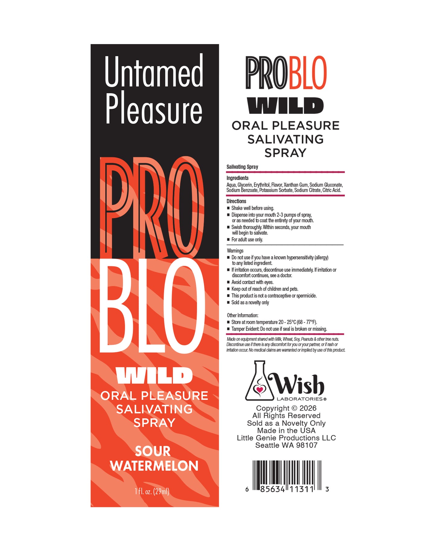 ProBlo Wild Oral Pleasure Salivating Spray- Sour Watermelon, 1oz
