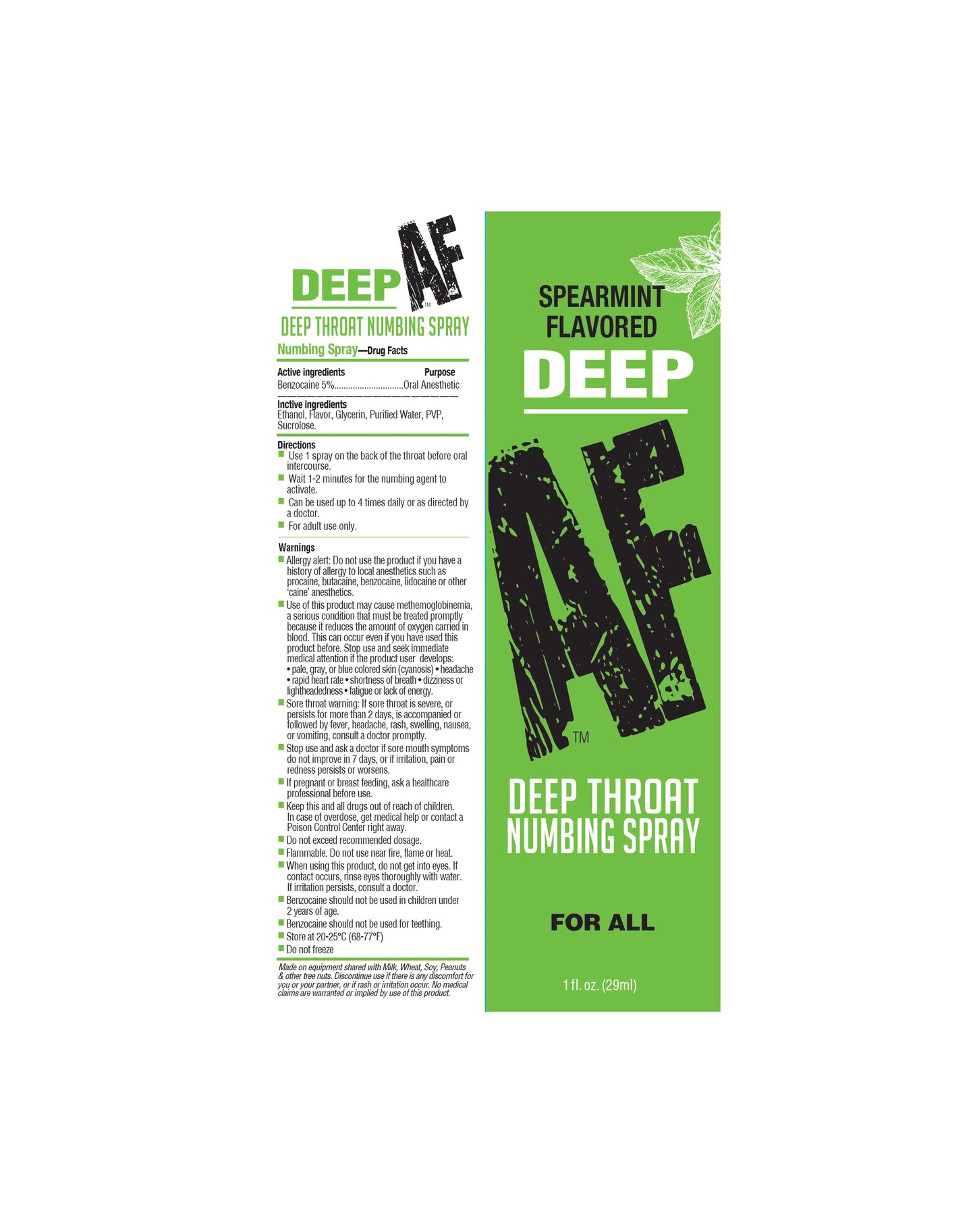 Deep AF Deep Throat Numbing Spray- Mint, 1 oz 🌱