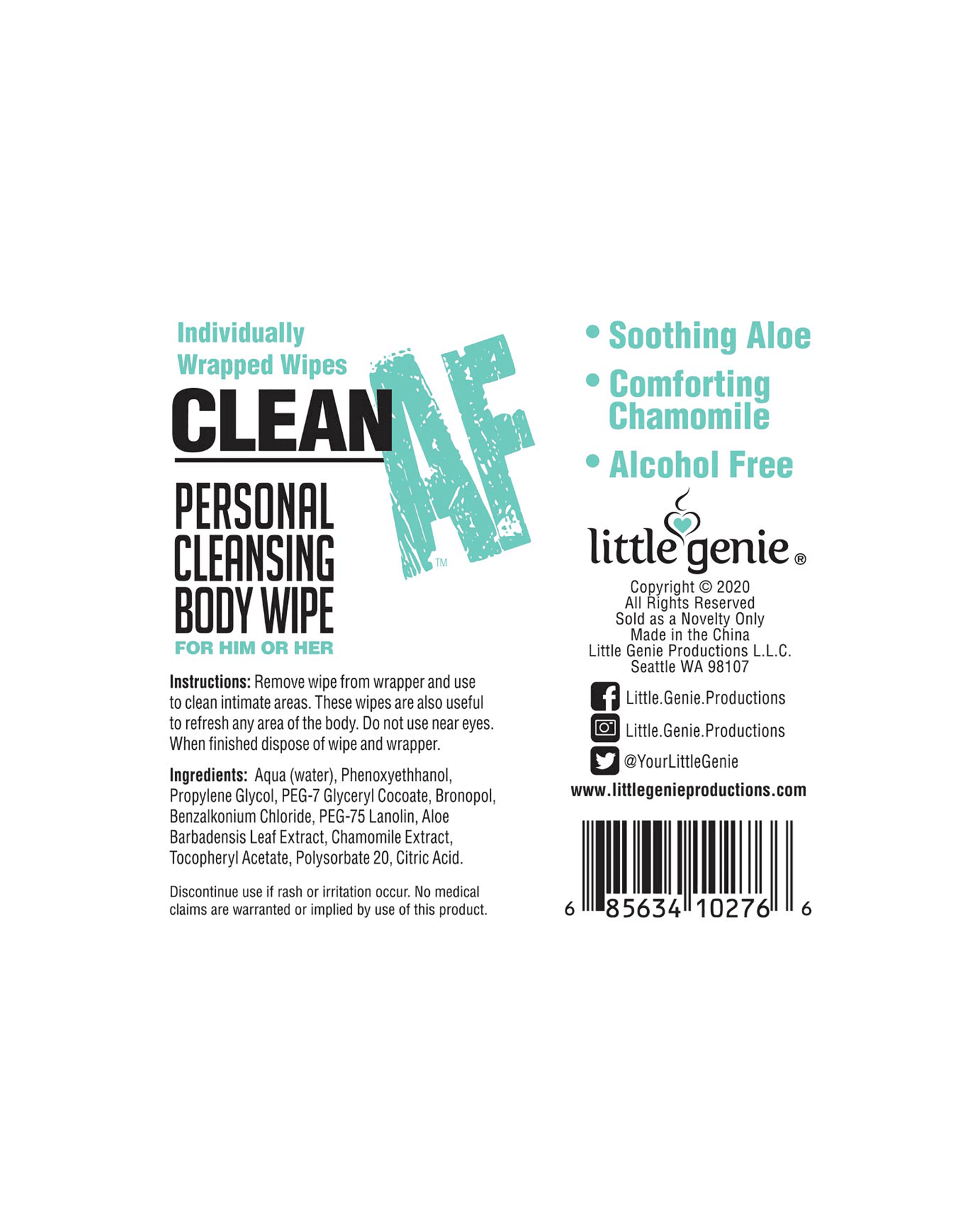 Clean AF Personal Cleansing Wipes POP Display of 96