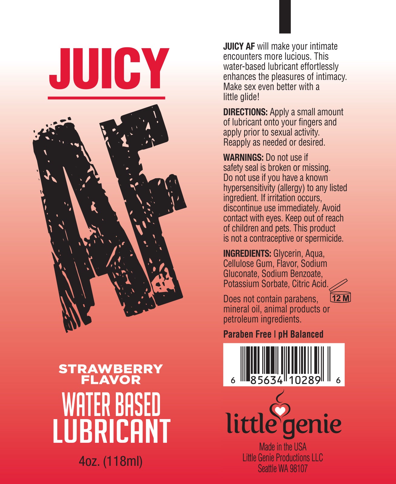 Juicy AF Lubricant - Strawberry 2oz