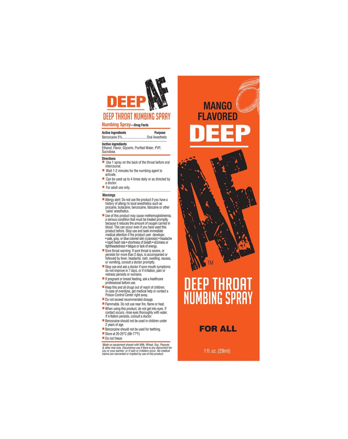 Deep AF  Deep Throat Numbing Spray- Mango, 1oz 🥭