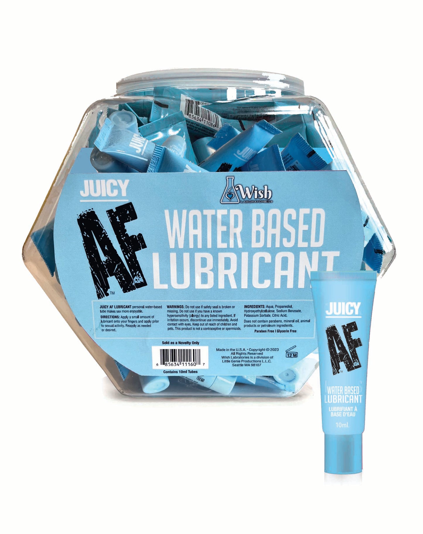 Juicy AF  Water-Based Lubricant 10ml- POP Display of 65