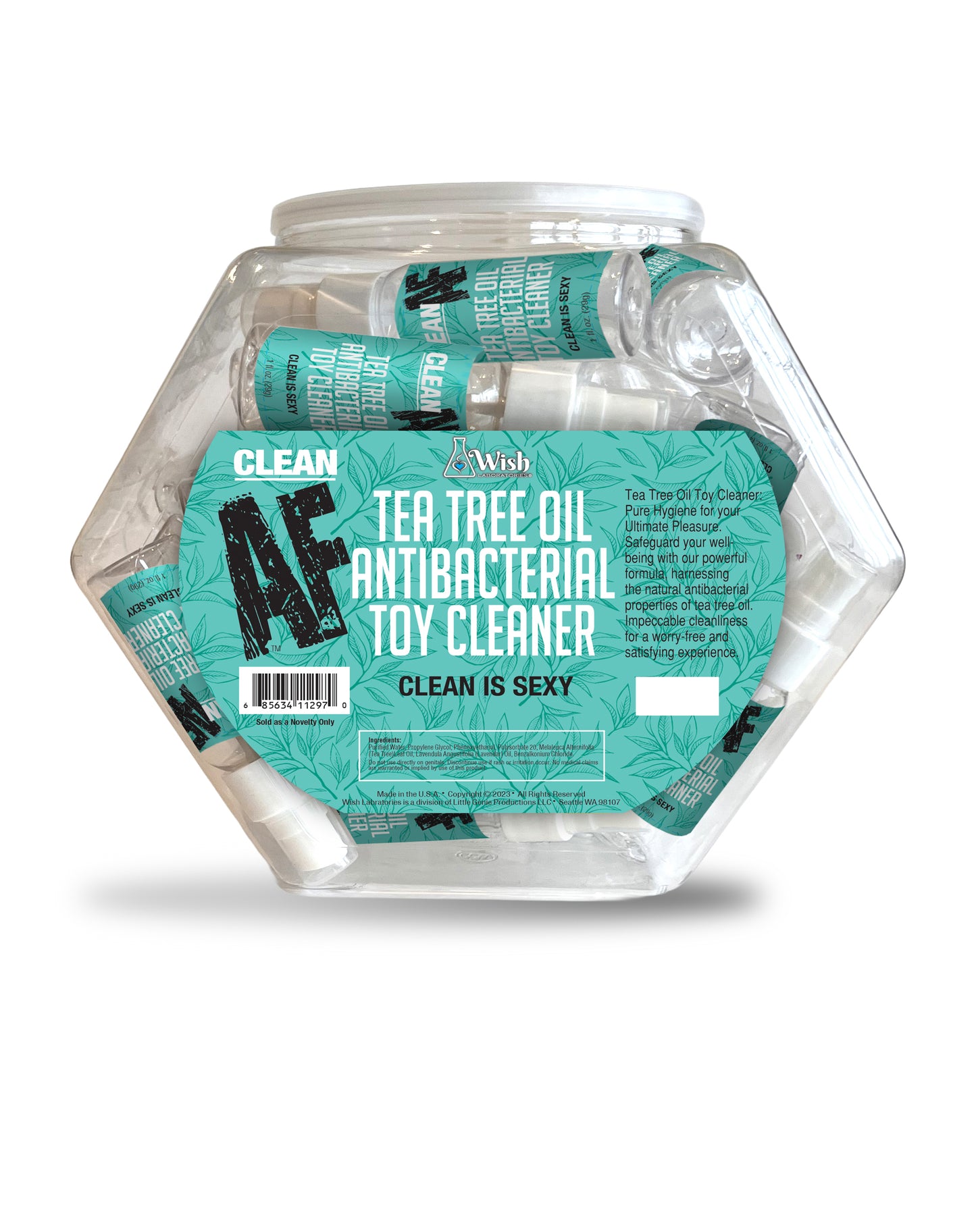 Clean AF Tea Tree Toy Cleaner, Fishbowl Display of 36- 1oz bottles