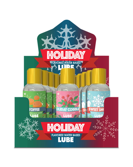 Holiday Lubricant Display of 18,  3 Flavors Toffee, Holiday Cobbler & Sweet Snow