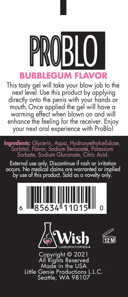 Pro Blo Oral Pleasure Gel- Bubblegum