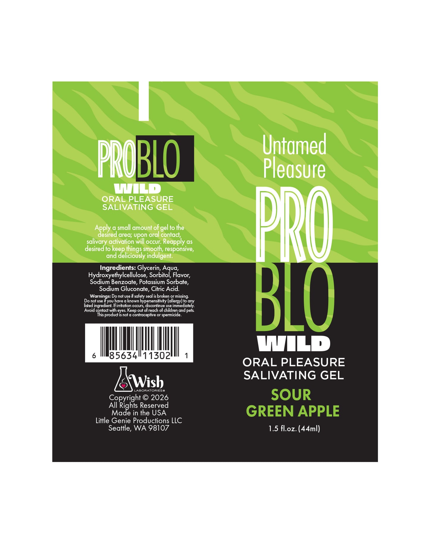 ProBlo Wild Oral Pleasure Salivating Gel, Sour Green Apple 1.5 oz