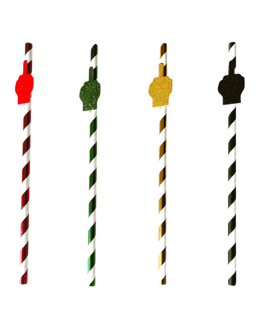 Happy Fucking Birthday FU Finger Tall Straws