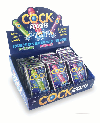 Cock Rockets Oral Sex Candy, POP Display of 36 Grape, Watermelon & Strawberry