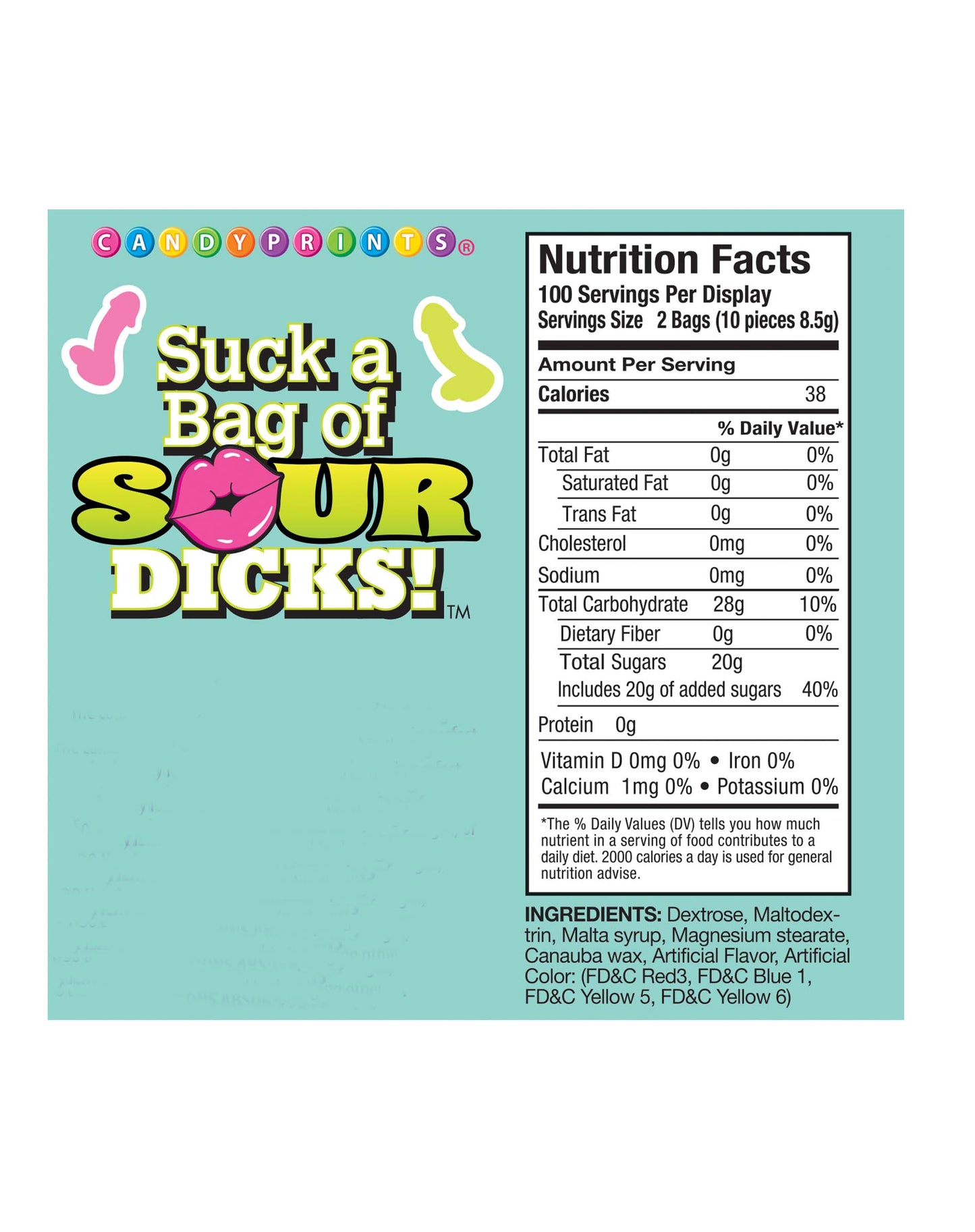 Suck a Bag Sour Dicks- Display of 100