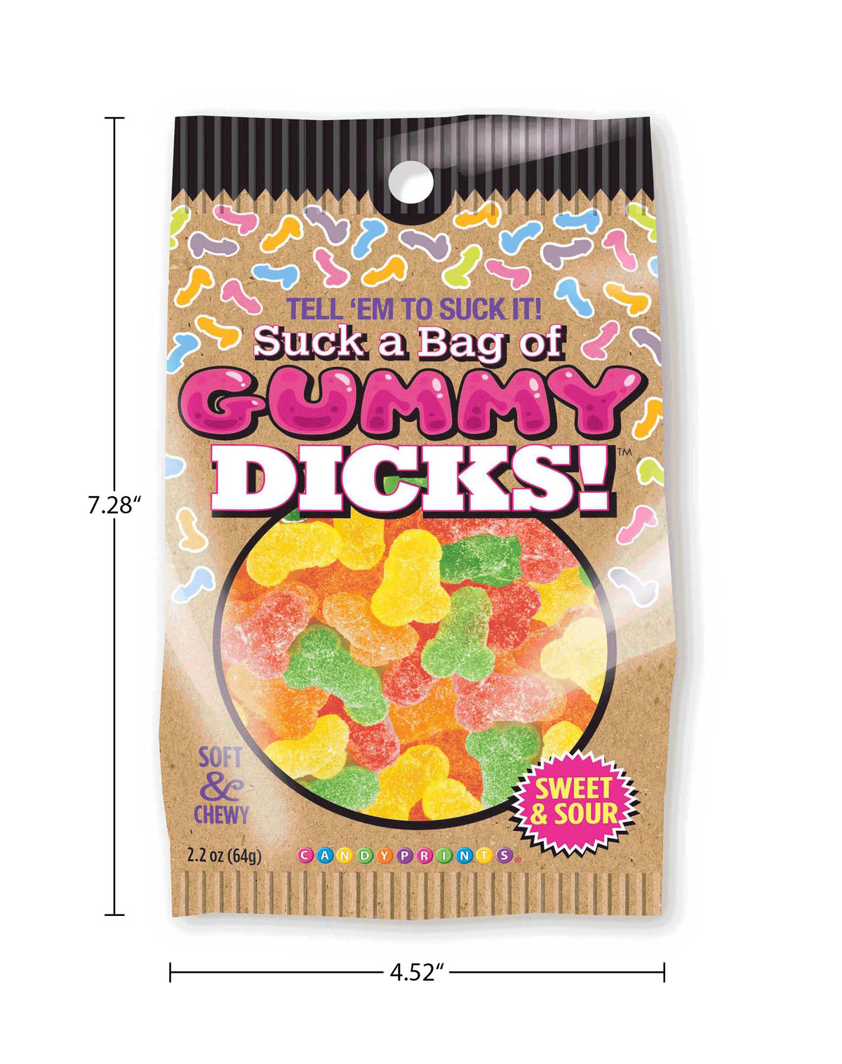 Sour Gummy Dicks Candy package dimensions