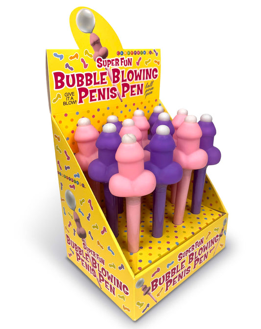 Super Fun Penis Bubble Blowing Penis Pen Display of 12