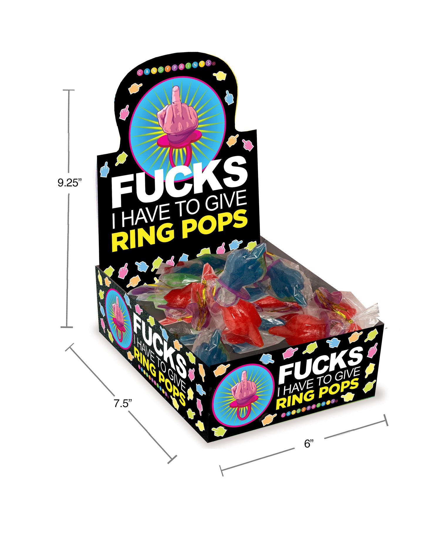 Fucks I Have to Give Middle Finger Ring Pop Display of 30
