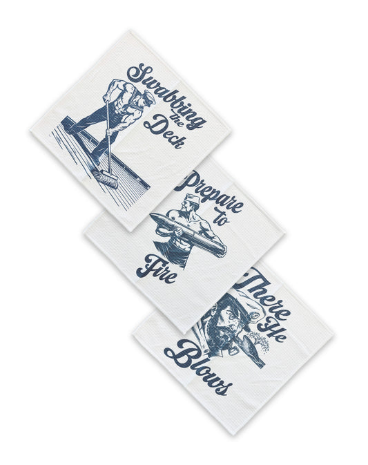 Cleanie Genie Seaman cleanup cloth with  all three designs. 