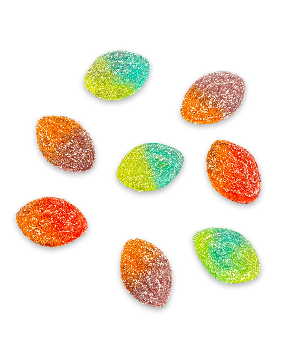 Close-up of assorted sugar-coated Sour Gummy Cunt candies