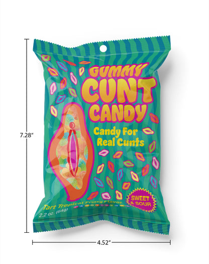 Sour Gummy Cunt Candy 2.2 oz package dimensions