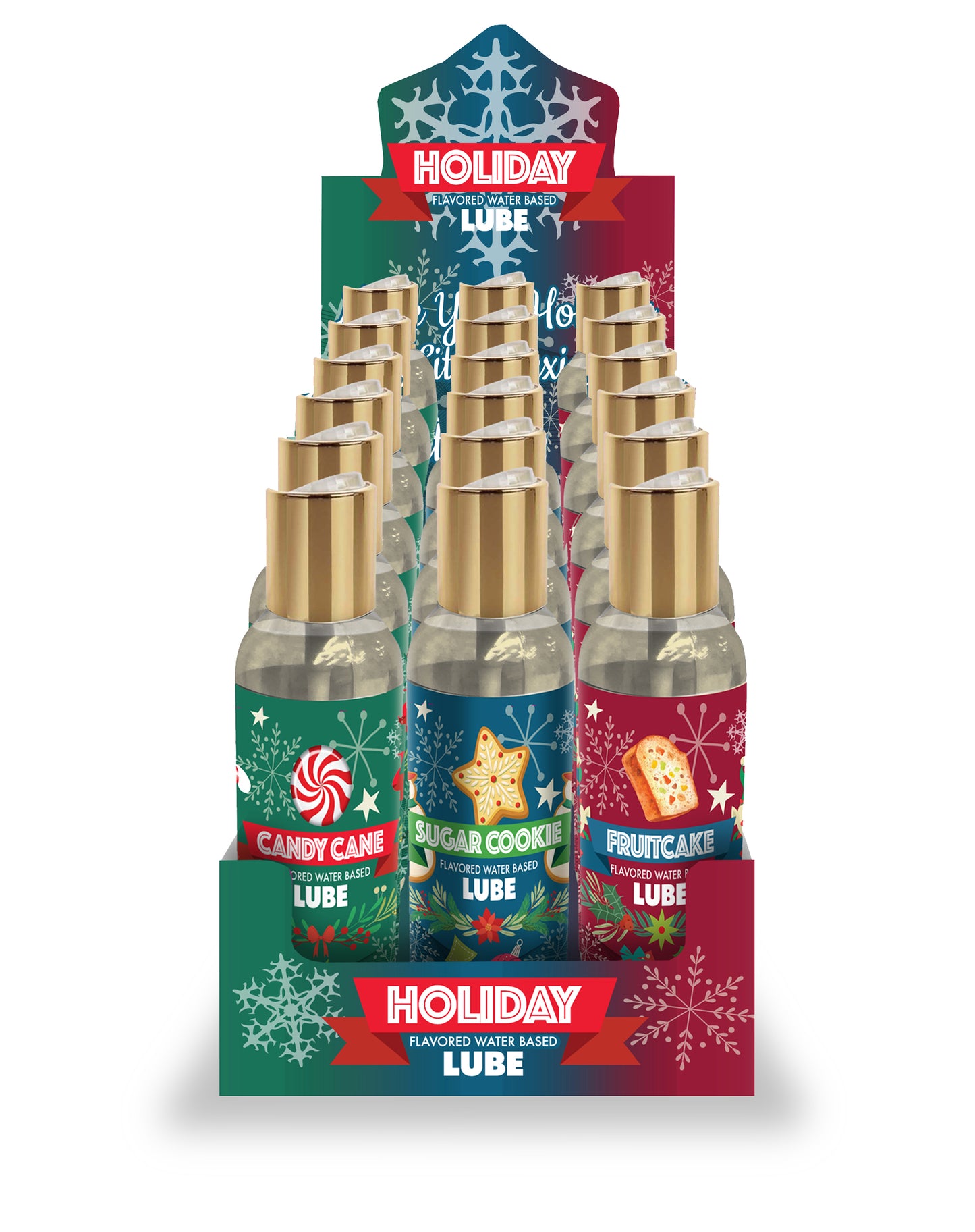 Holiday Lubricant Display of 18,  3 Flavors
