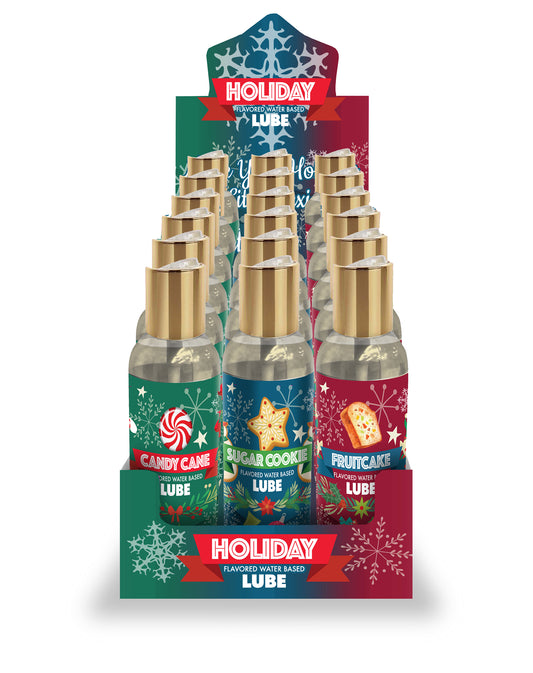 Holiday Lubricant Display of 18,  3 Flavors