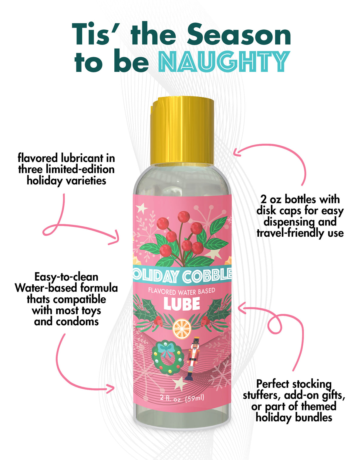 Holiday water-based lubricant bottle features