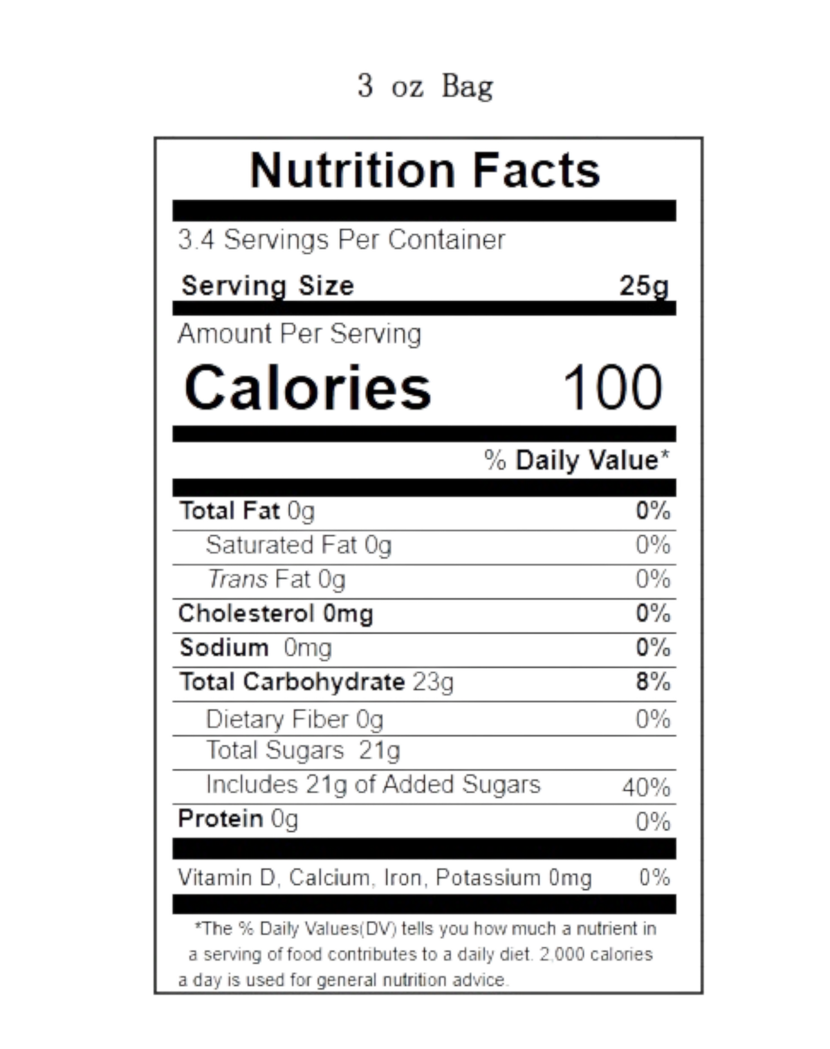 Nutrition facts and ingredients for Suck a Bag of Dicks 3 oz