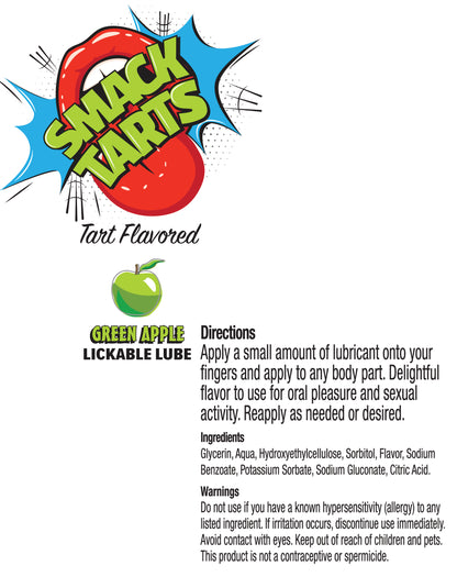 SMACK Tarts Sour Green Apple Lube 3ML Pouch Case of 48 🍏