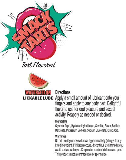SMACK Tarts Sour Watermelon Lube 3ML Pouch- Case of 48 🍉
