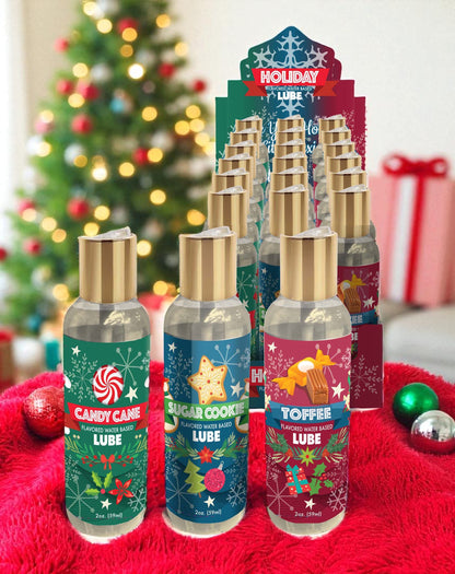 Holiday Lubricant Display of 18,  3 Flavors